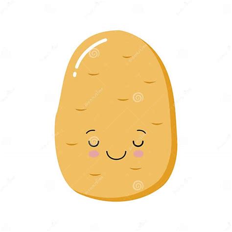 Cute Happy Smiling Funny Potato Vector Flat Cartoon Character Illustration Icon Design Stock