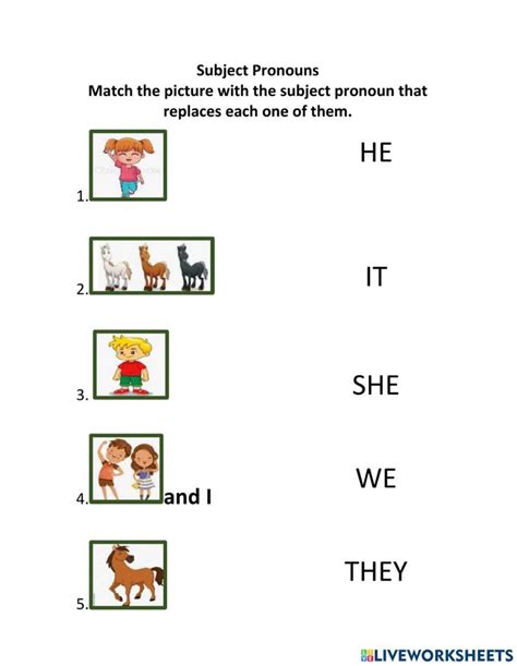 Match On Nouns And Subject Pronouns Worksheet Pronoun Worksheets Nouns Language Learners