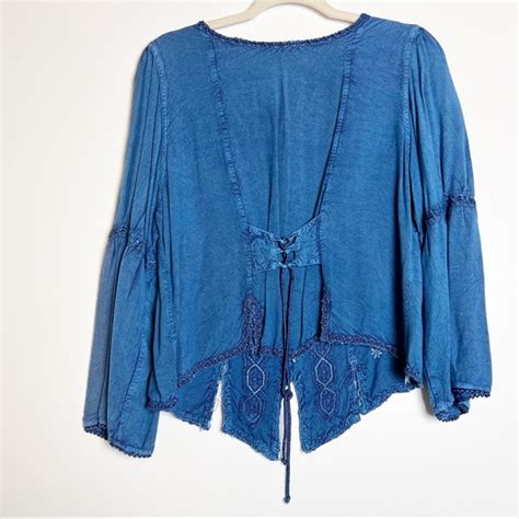 Tops Vintage Blue Gypsy Boho Top Poshmark