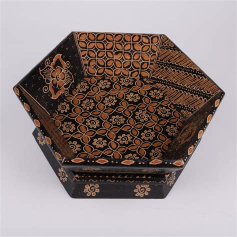 batik wooden hexagon fruit bowl  bali