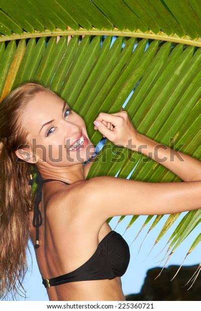 Close Happy Sexy Woman Black Bikini Shutterstock