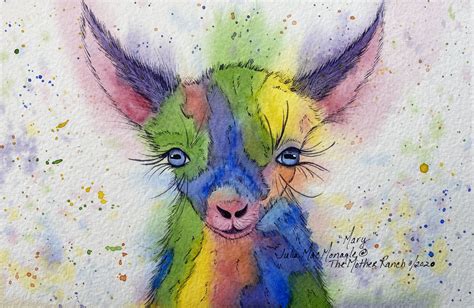 Watercolor Goat Giclee Print Mary Etsy Baby Goats Watercolor