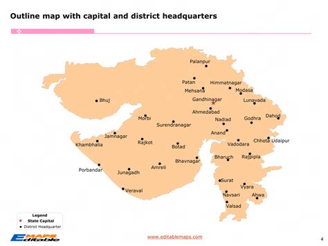 Gujarat Map with 33 Districts - Editable PowerPoint Maps