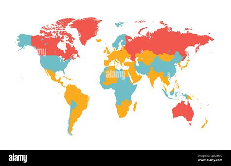 world map vector flat with countries Stock Photo - Alamy