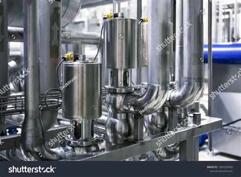 Stainless Steel Brewing Equipment Reservoirs Tanks Stock Photo