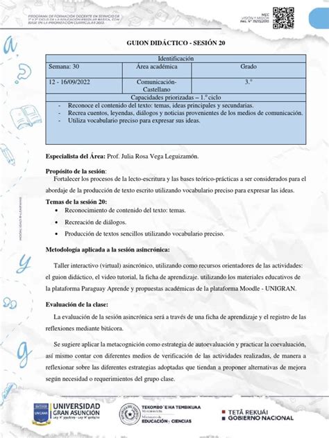 Guión Didáctico3g30slc Pdf Evaluación Aprendizaje