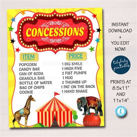 Circus Theme Teacher Appreciation Week Printable Party Set TidyLady