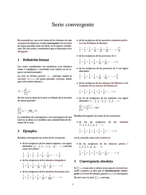 Serie Convergente Series Matemáticas Límite Matemáticas