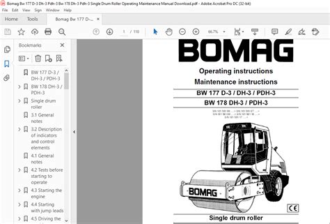 Bomag Bw D Dh Pdh Bw Dh Pdh Operating