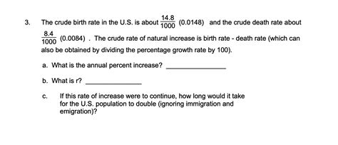 Solved 3 14 8 The Crude Birth Rate In The U S Is About