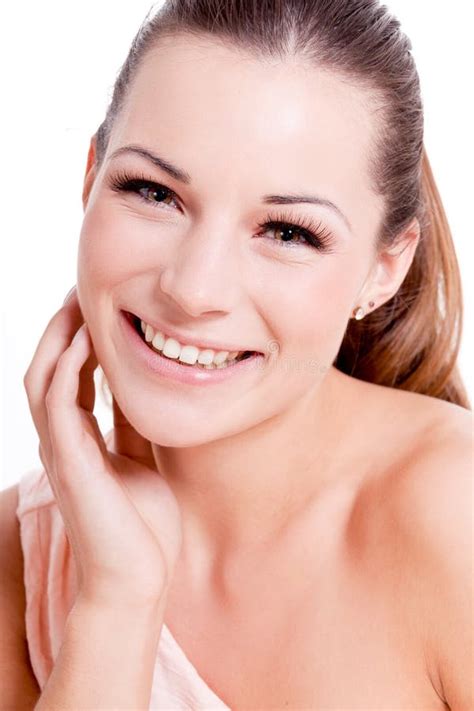 Beau Portrait Naturel De Plan Rapproch De Visage De Femme Image Stock