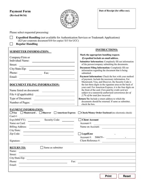 Texas Sos Payment Form 807 Fill Out Printable PDF Forms Online