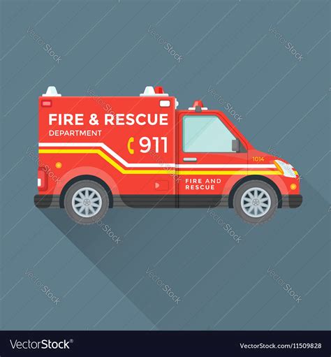 Fire rescue department emergency car Royalty Free Vector