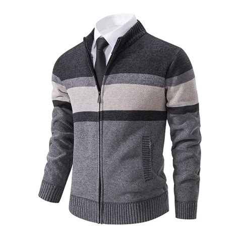 Men Stand Collar Cardigans Sweaters Fleece Warm Sweatercoats Good