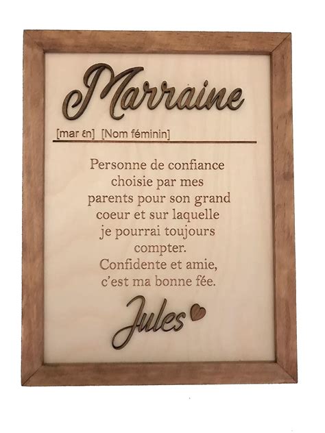 Cadre Marraine Avec Un Texte Sur Le R Le De La Marraine Sign Par La