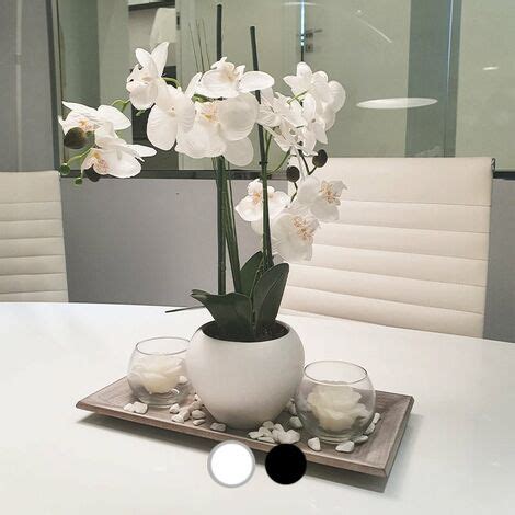 Orchid E Artificielle Avec Vase En C Ramique H Cm Blanc Silumen