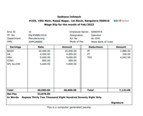 Payslip Format In 2024 Tax Deducted At Source Words Payroll Software