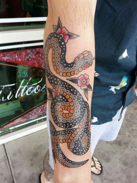 Traditional Snake Tattoo By Steve Rieck Las Vegas Traditional Snake