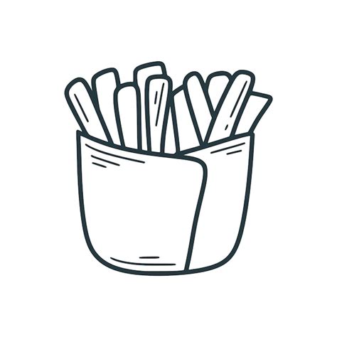 Illustration isolée dessinée à la main de frites Portion de pommes de