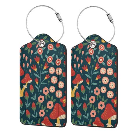 Disketp 4 Pcs Luggage Tag For Suitcase Berries And Flowers Leather