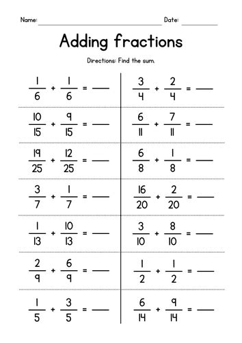 Adding Fractions With Like Denominators Teaching Resources