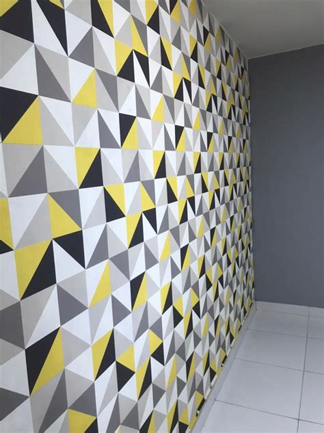 Ideale Papel De Parede Geom Trico Quadrado Cinza Amarelo E Preto