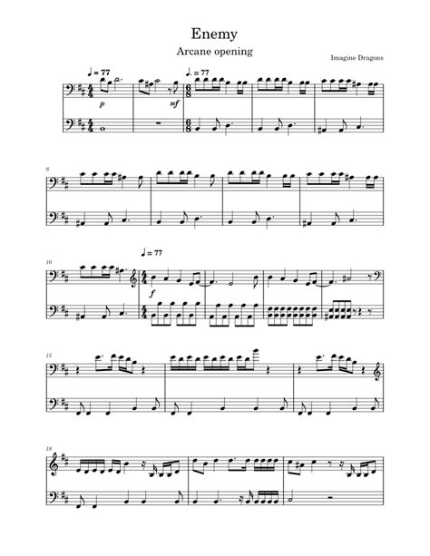 Enemy Imagine Dragons For Two Cellos Sheet Music For Cello String Duet