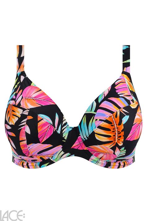 Elomi Swim Tropical Falls Plunge Bikini Top G N Cup Black Lace