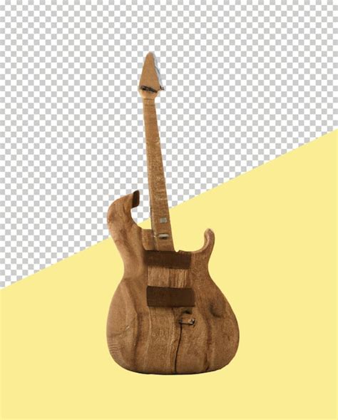 Render 3d de una guitarra eléctrica hecha con diferentes piezas de