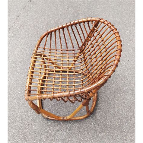 Vintage Armchair In Rattan By Tito Agnoli For Pierantonio Bonacina