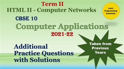 Class 10 Computer Applications Term 2 Previous Years Sample Paper Questions N Solutions