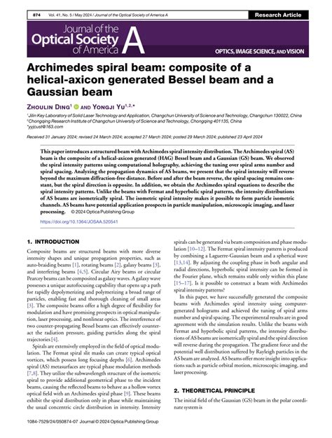 Archimedes Spiral Beam Composite Of A Helical Axicon Generated Bessel