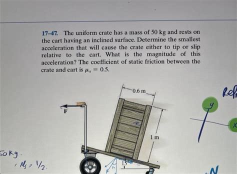 Solved 17 47 The Uniform Crate Has A Mass Of 50 Kg And