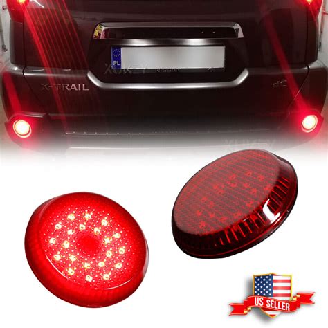 2X Rear Bumper Reflector Red LED Tail Brake Lights For 2007 2013 Nissan