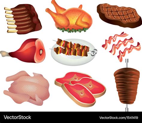 Meat Set Royalty Free Vector Image Vectorstock