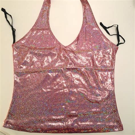 Tops 200s Red Holographic Halter Top Poshmark