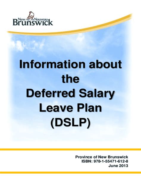 Fillable Online Www2 Gnb Deferred Salary Leave Plan Booklet