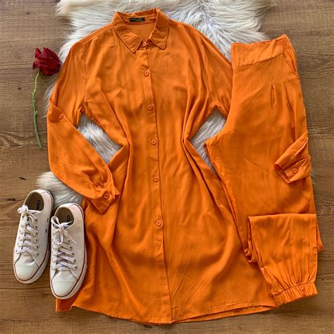 Conjunto Viscolinho Chamise E Cal A Laranja Dondoca Dondoca Moda Feminina