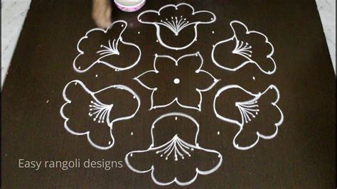 Simple Kolam Designs With Dots Beautiful Flower Muggulu Designs