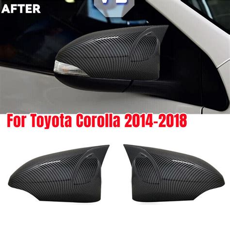 Carbon Fiber Look Ox Horn Rearview Mirror Cover Cap For Toyota Corolla