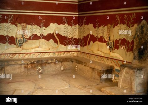 GREECE Crete Palace Of King Minos At Knossos Frescoed Throne Room Of