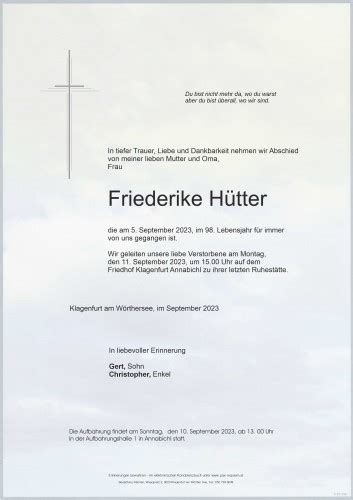 Parte für Friederike Hütter pax requiem