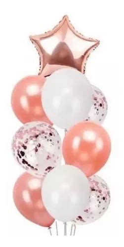 Set De Globos Estrella Metalizada Confetti Perlados Mercadolibre