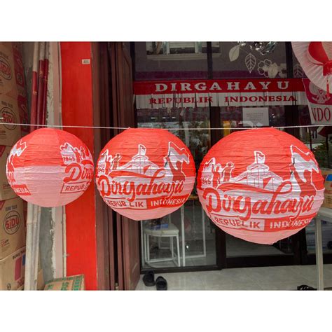 Jual Lampion Kertas Sablon Dirgahayu Hut Ri Merah Putih Dekorasi