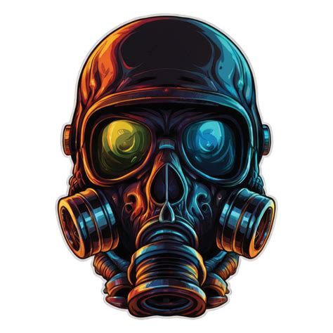 Skull Head Wearing A Gas Mask Illustration 44183158 Png