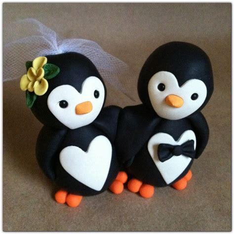 Penguin Love Wedding Cake Topper Handmade Wedding Cake Toppers