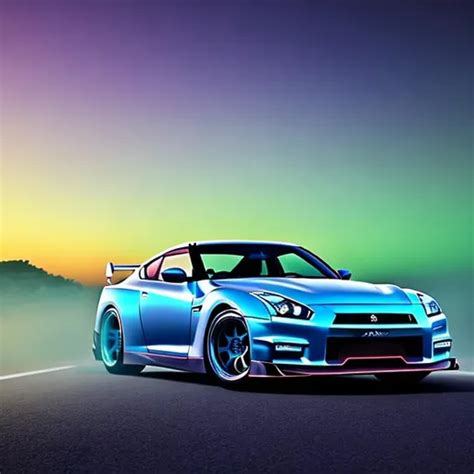 Nissan Skyline R Ultra Realistic Vapor Wave Front Openart