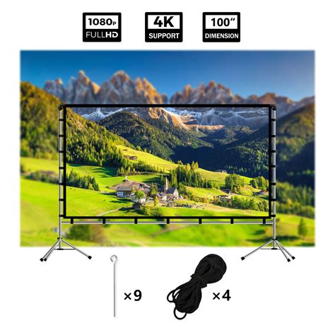 Projector Screen With Stand 100 Inch Vamvo Indoor Outdoor Movie Screen