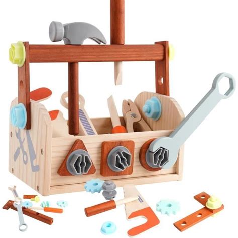 Boîte à Outils en Bois Jouet AZWIX Jouet éducatif Multicolore