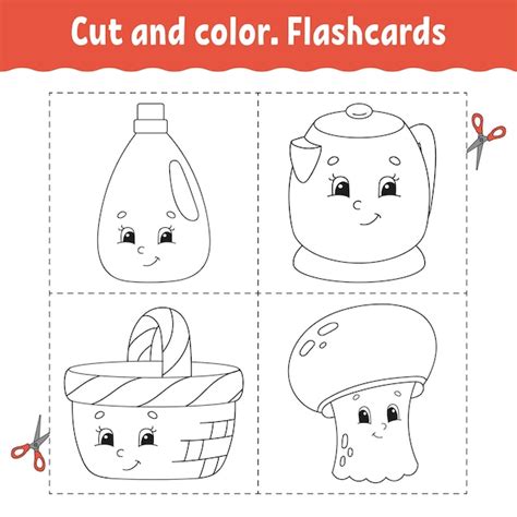 Taglia E Colora Il Set Di Flashcard Libro Da Colorare Per Bambini